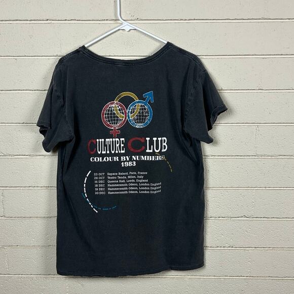 Culture Club Boy George Vintage 80s Black Band Tour Tee size L - Picture 2 of 8